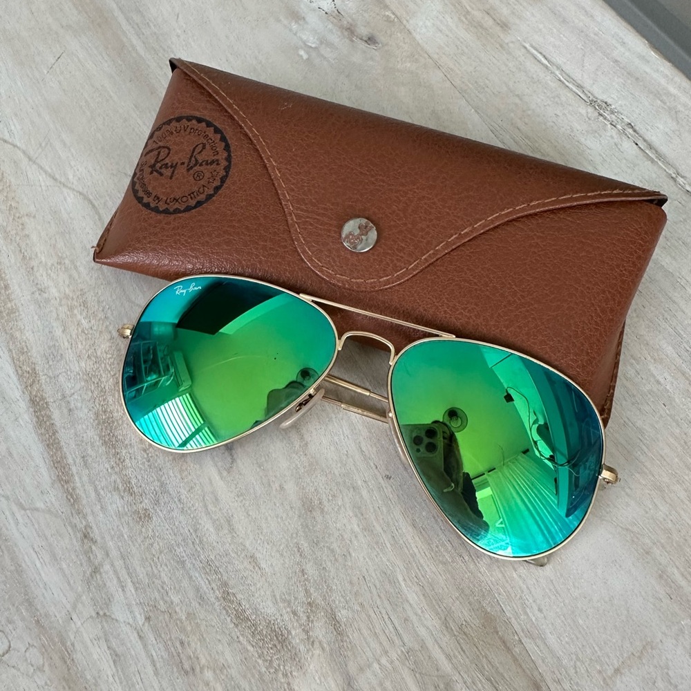 Green/ Turquoise Ray-Ban Aviators Sunglasses